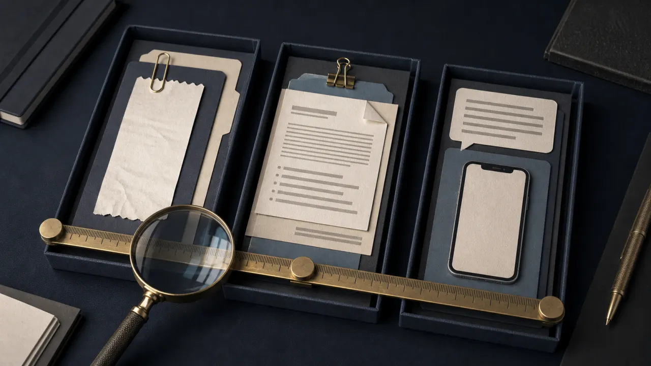 Three evidence trays aligned for an editorial comparison